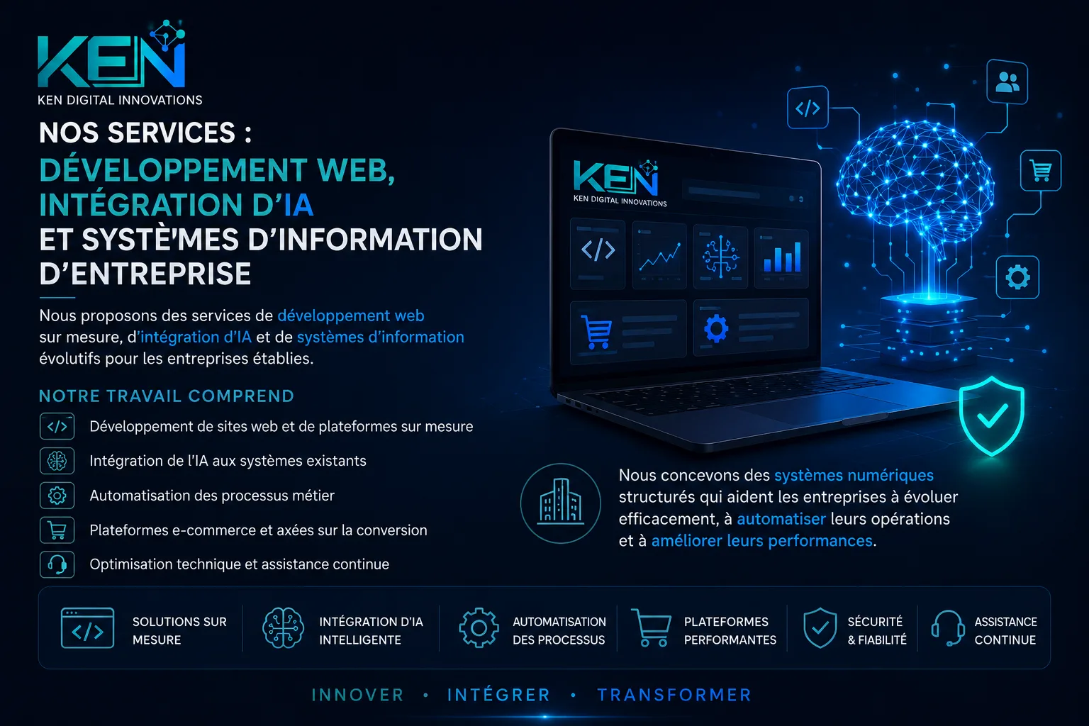 NOS SERVICES : Développement Web, Intégration d'IA et Systèmes d'Information